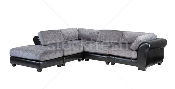 Grey and black genuine leather sofa bench isolated on white back Stock photo © JohnKasawa
