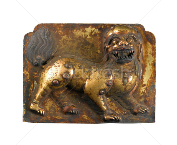 Lion brass sculture antique from Tibet isolated on white  Stock photo © JohnKasawa