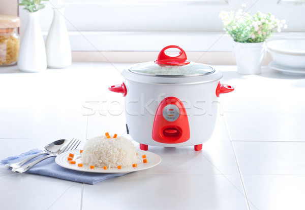 Stock photo: Electric rice cooking pot in the kitchen