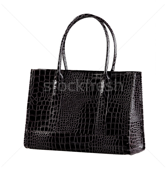 Nice and beautiful lady handbag in black color made of crocodile Stock photo © JohnKasawa