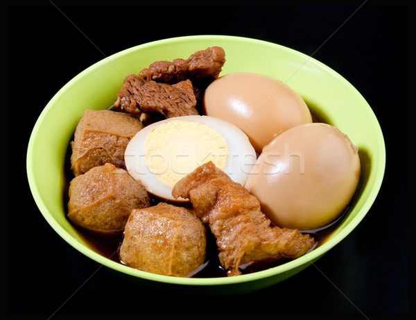 Stock photo: Casseroled pork and eggs with old fashioned asian gravy
