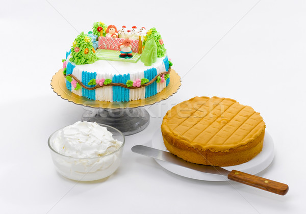 Fancy and eatable cake with raw material prepare for learning to Stock photo © JohnKasawa