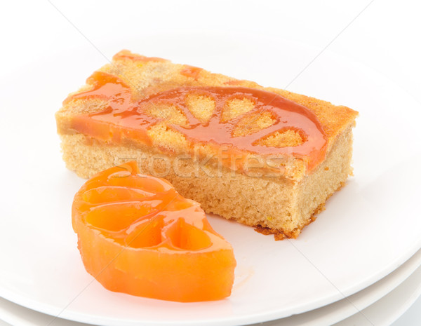 Foto stock: Pastel · de · frutas · pieza · jarabe · comestible · frescos · cumpleanos