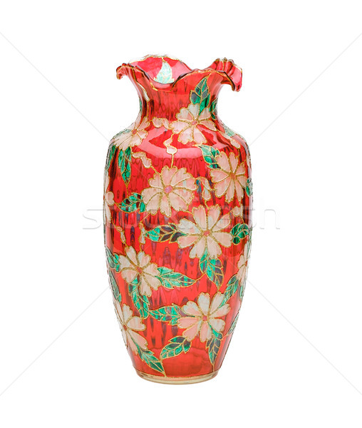 Coloful stain glass vase with flower pattern isolated Stock photo © JohnKasawa