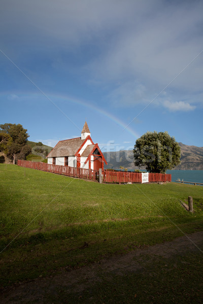 Nice Maori church on a sunny day in Akaroa south island New Zeal Stock photo © JohnKasawa