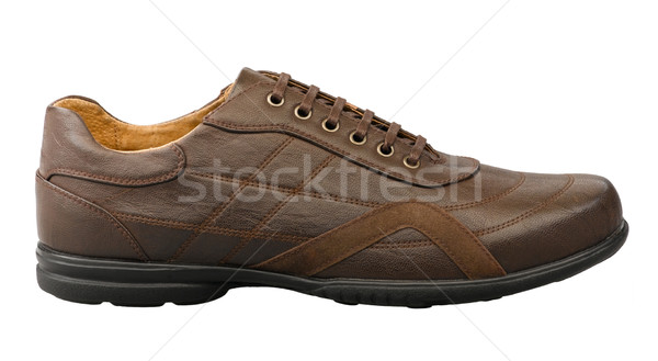 Stock photo: Brown leather men shoe on white