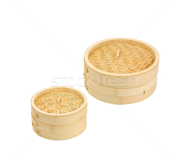 Bamboo dim sum steamed container isolates on white Stock photo © JohnKasawa