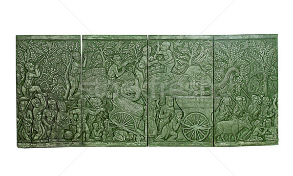 The sculpture of ancient people in Khmer empire period telling a Stock photo © JohnKasawa
