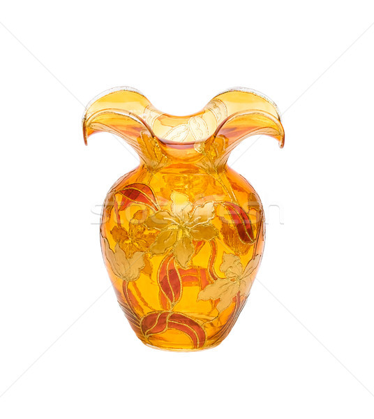 Yellow stain glass vase with flower pattern isolated Stock photo © JohnKasawa