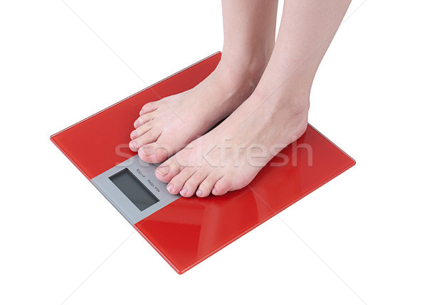 Digital slim weight floor scale isolated on white Stock photo © JohnKasawa