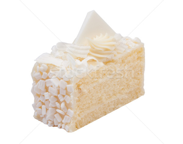 Vanilla favor cake topping with white chocolate isolates on whit Stock photo © JohnKasawa