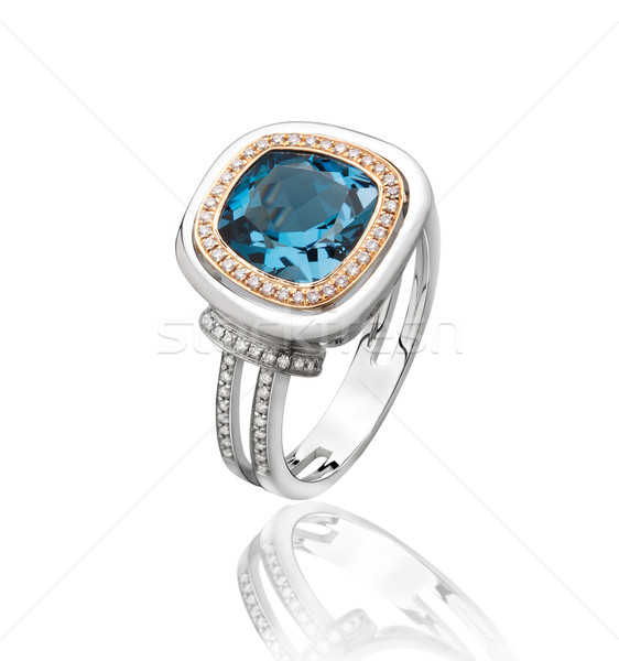 Legnagyszerűbb ajándék kék zafír gyémántgyűrű gyűrű Stock fotó © JohnKasawa