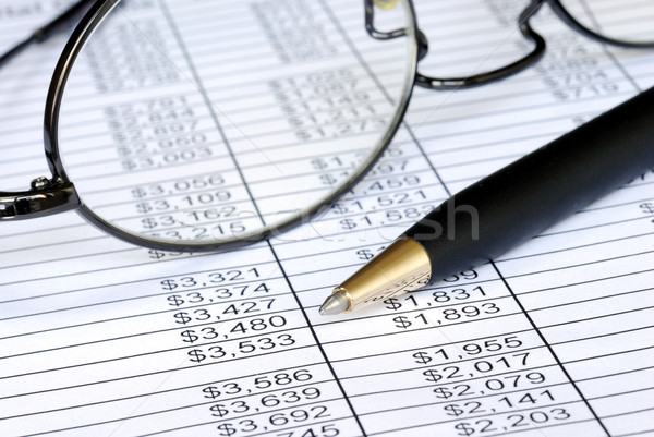 Check the numbers on the spreadsheet with shallow DOF Stock photo © johnkwan
