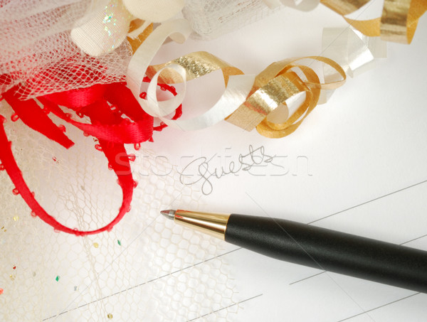 Stock foto: Zeichen · Hochzeit · Gast · Buch · schriftlich · Braut