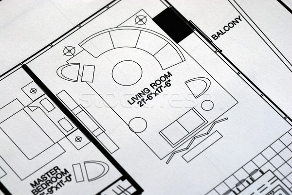 A floor plan focused on the living room and balcony Stock photo © johnkwan