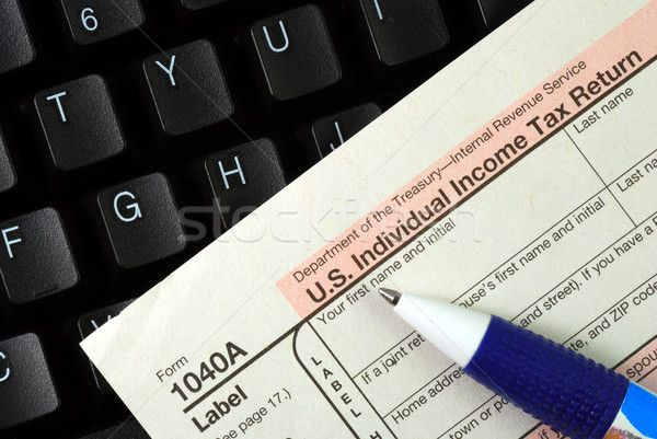 Stock photo: Filing the income tax return online is easy