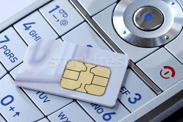 Close-up of the keypad and the sim card of a cellular phone Stock photo © johnkwan