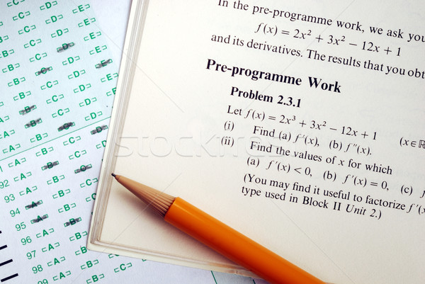 Odpowiedź skomplikowany matematyka pytanie egzamin test Zdjęcia stock © johnkwan