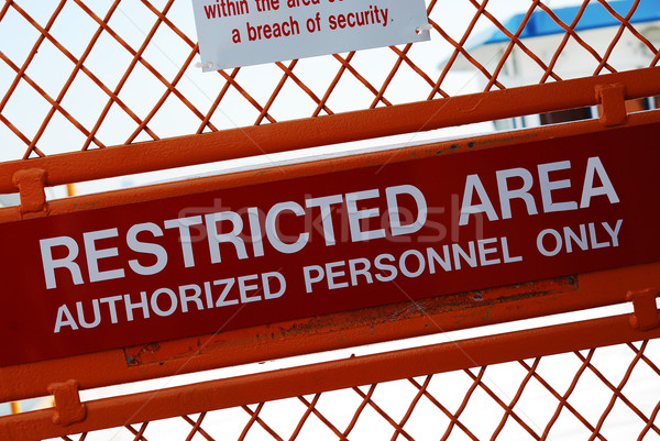 A security sign outside a restricted area Stock photo © johnkwan