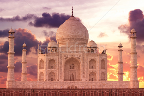 Stock photo: Sunset over Taj Mahal mausoleum