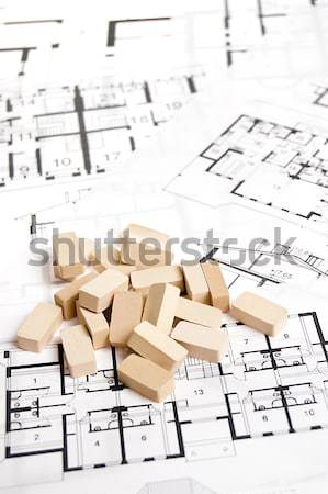 Stockfoto: Huis · blauwdruk · onroerend · textuur · bouw · muur