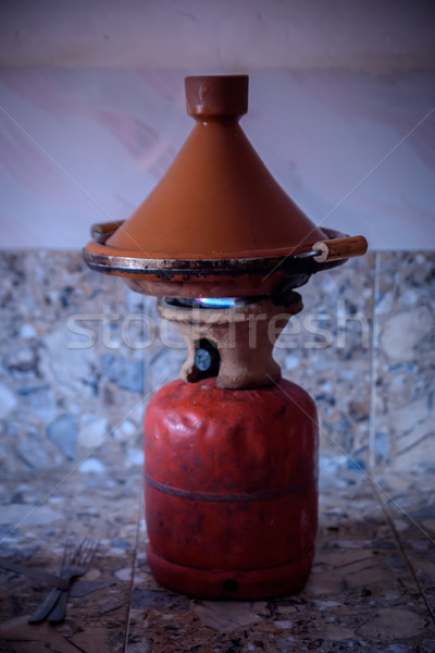 Traditional moroccan tagine making on gas bottle Stock photo © johnnychaos