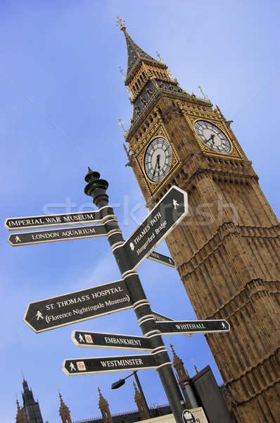 Big Ben Londres ciel bleu bâtiment horloge signe [[stock_photo]] © johnnychaos