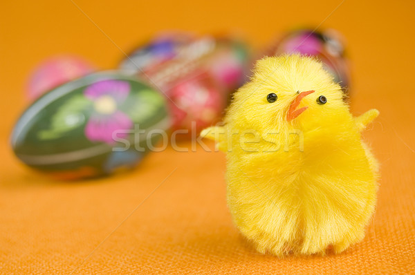 Tyúk húsvéti tojások aranyos kicsi tavasz étel Stock fotó © johnnychaos