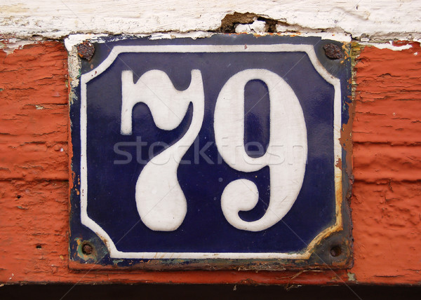 House number tile plaque with floral ornament Stock photo © johnnychaos