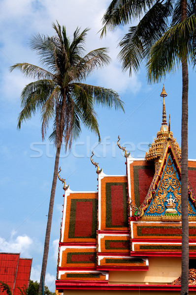 Buddhistisch Tempel Thailand Insel Licht Palmen Stock foto © johnnychaos