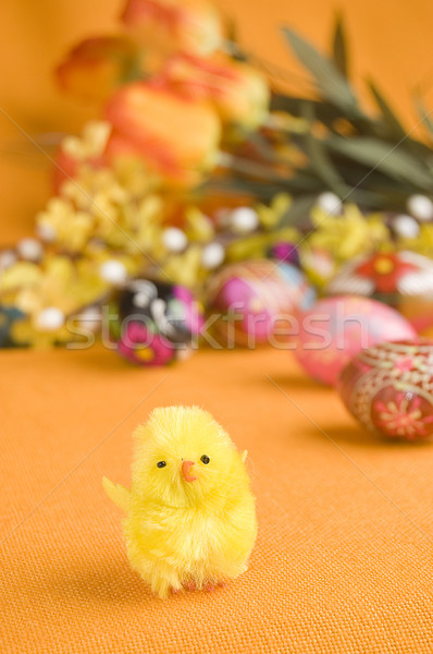 Tyúk húsvéti tojások aranyos kicsi étel természet Stock fotó © johnnychaos