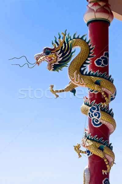 Dragón chino dragón chino templo cielo azul Foto stock © johnnychaos