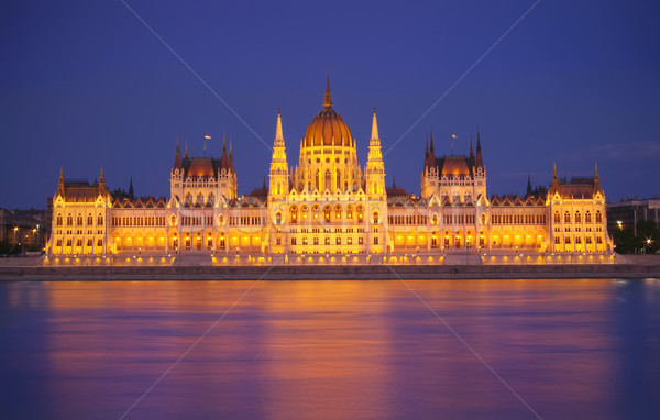 Foto stock: Budapest · parlamento · noche · reflexión · danubio