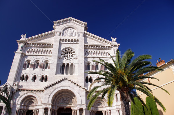 Monaco kathedraal boom gebouw straat Stockfoto © johny007pan