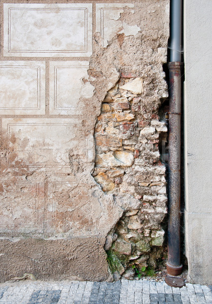 Stockfoto: Oude · muur · gebarsten · gips · Praag · straten