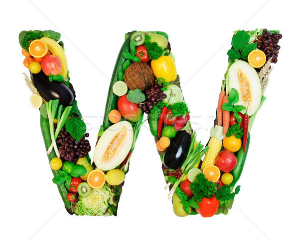 Zdrowych alfabet list świeże warzywa owoce odizolowany Zdjęcia stock © Johny87