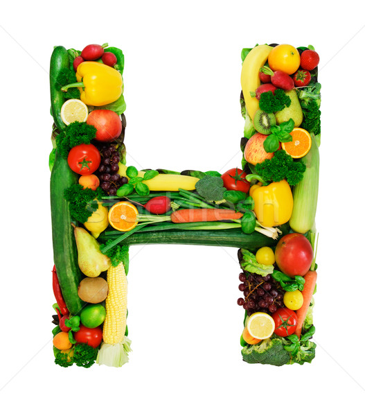 Egészséges ábécé levél friss zöldségek gyümölcsök izolált Stock fotó © Johny87