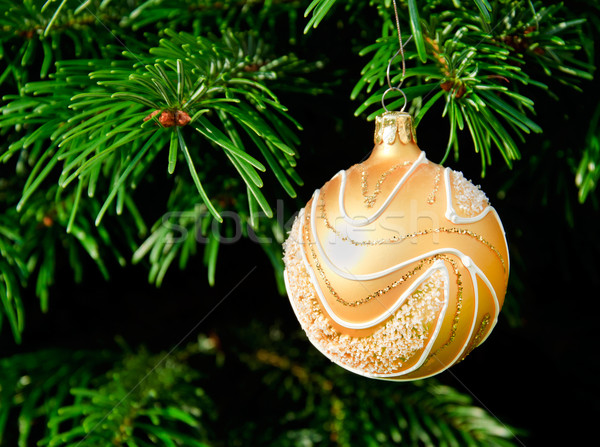 [[stock_photo]]: Noël · balle · or · arbre · décoration