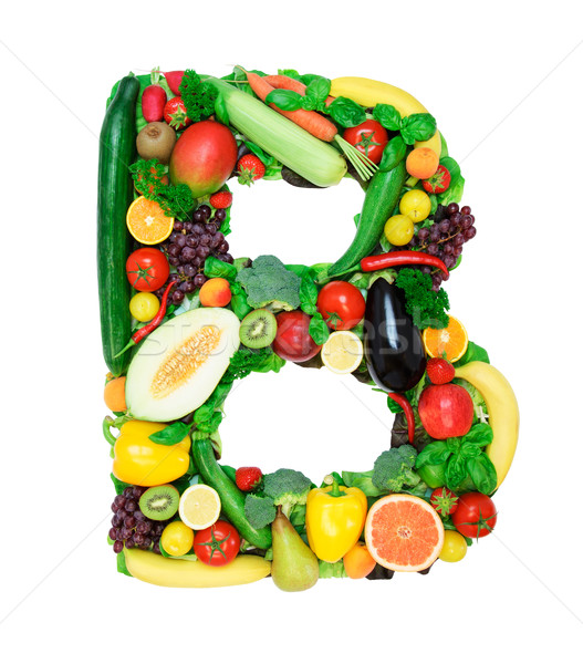 Foto stock: Saludable · alfabeto · carta · verduras · frescas · frutas · aislado