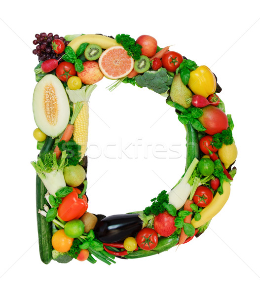 Saudável alfabeto carta legumes frescos frutas isolado Foto stock © Johny87