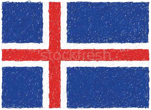 Foto stock: Bandera · Islandia · dibujado · a · mano · ilustración · cruz · fondo