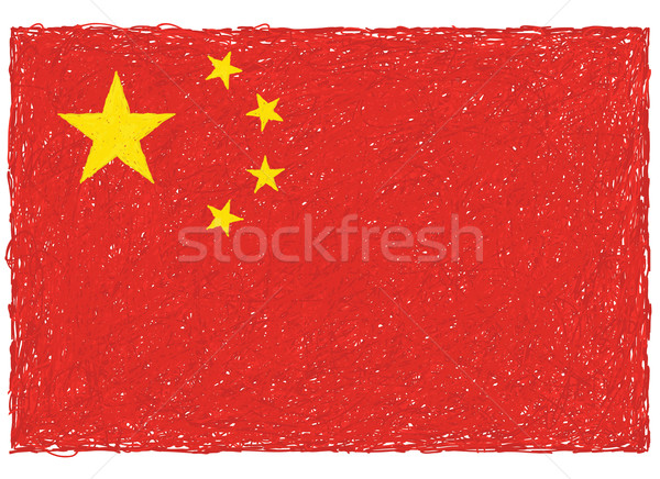 China Flagge Hand gezeichnet Illustration weiß Textur Stock foto © jomaplaon