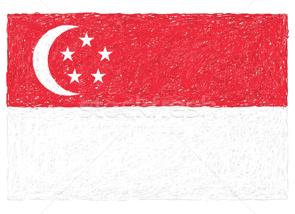 Flagge Singapur Hand gezeichnet Illustration Textur Land Stock foto © jomaplaon