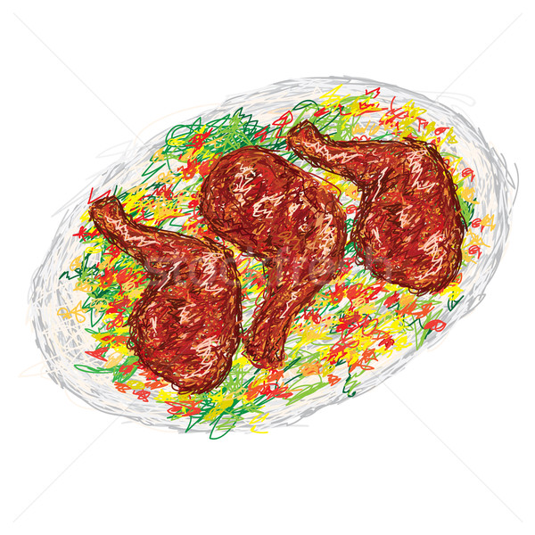 Pollo barbacoa primer plano ilustración cocido Foto stock © jomaplaon