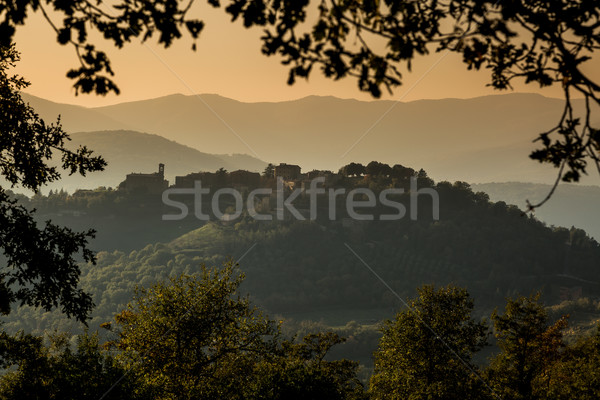 Hilltop village of Preggio in the hills of Umbria Stock photo © Joningall