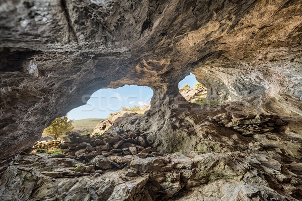 View from inside iron ore mine at Farinole in Corsica Stock photo © Joningall
