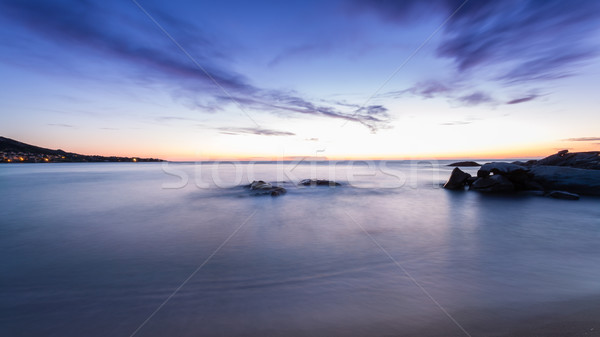 Coucher du soleil plage corse roches nord eau [[stock_photo]] © Joningall