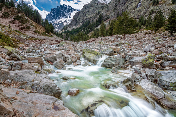 Wodospady korsyka śniegu góry dolinie wody Zdjęcia stock © Joningall
