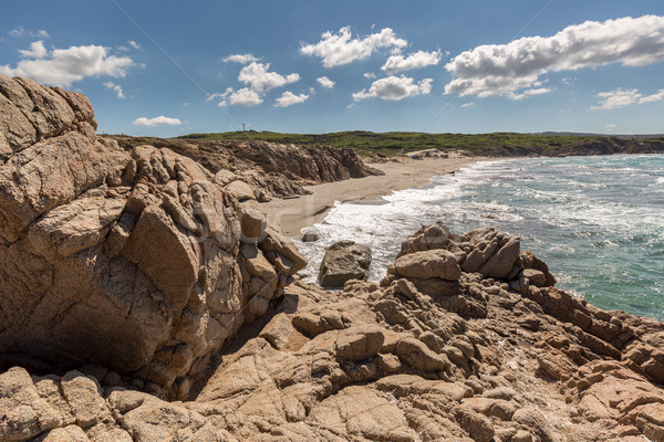 Rocks and beach on the coast of Sardinia near Rena Majore Stock photo © Joningall