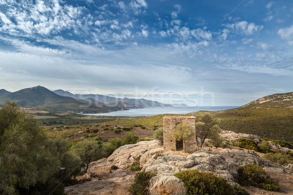 Ansicht verfallen Gebäude Küste Korsika rock Stock foto © Joningall